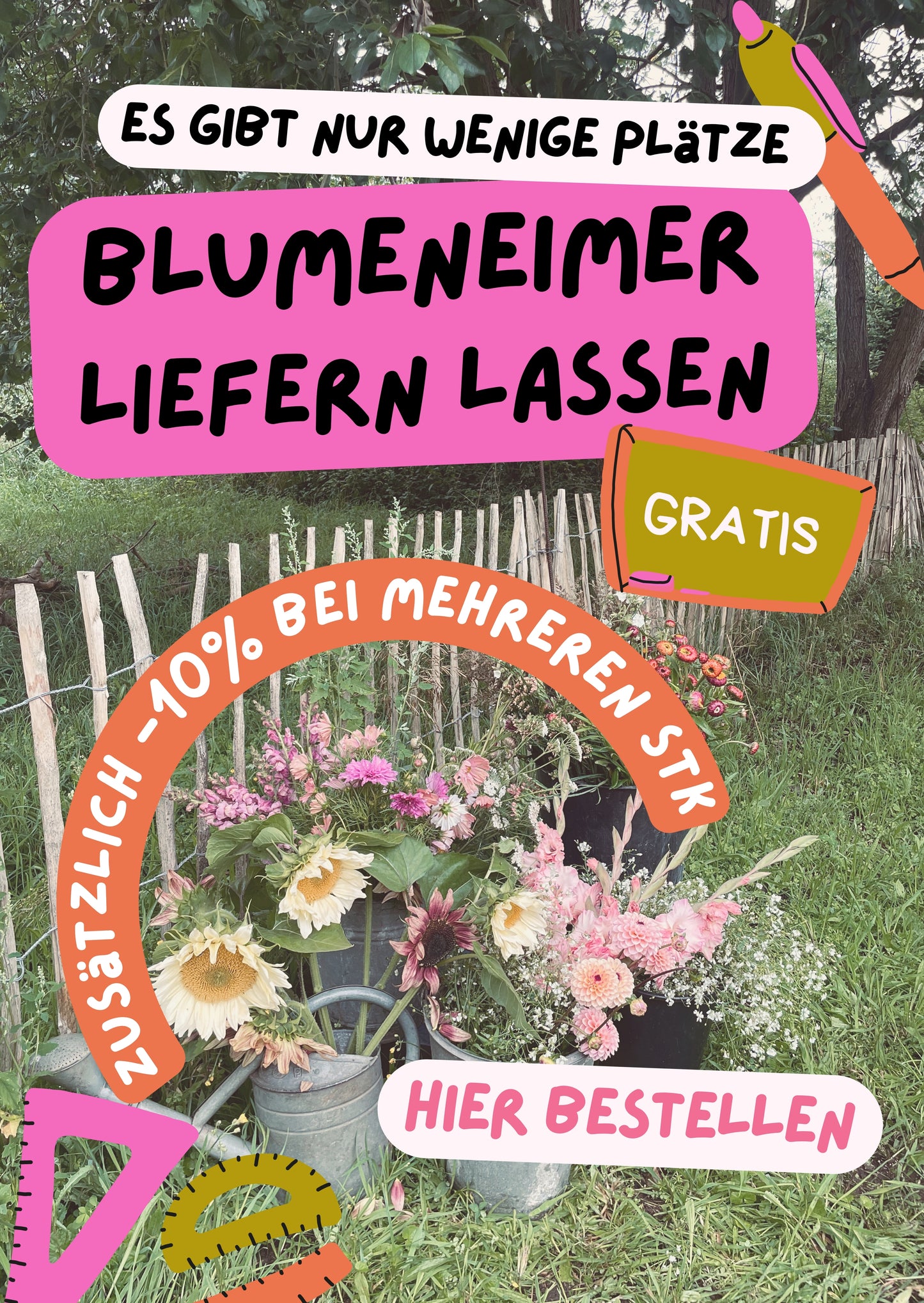ein Eimer voller Blumen