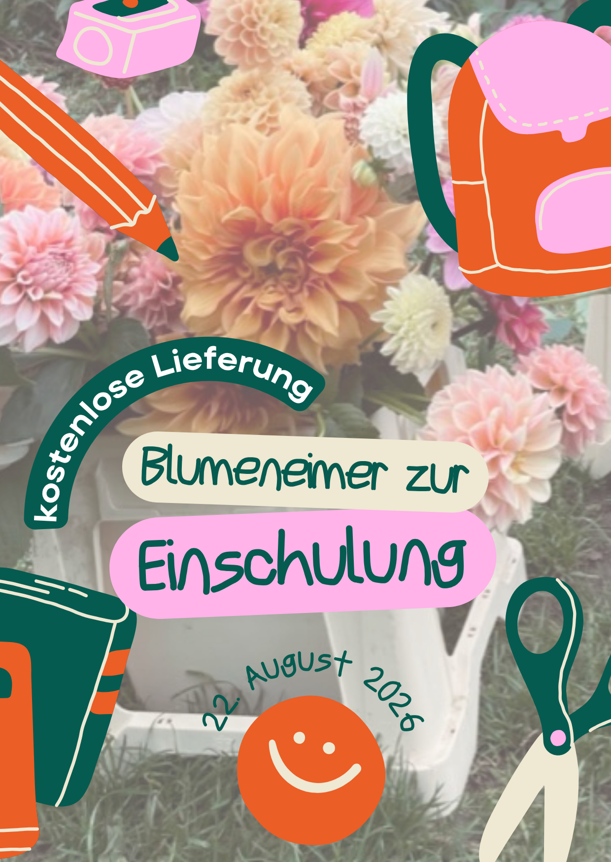 ein Eimer voller Blumen